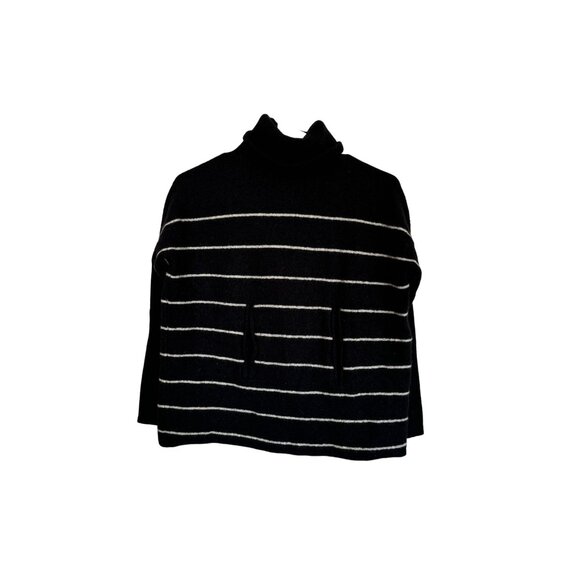 Garnet Hil Mock Neck Kangaroo Pocket Wool/Cashmere Sweater Sz Small, black /m2 - Picture 3 of 7